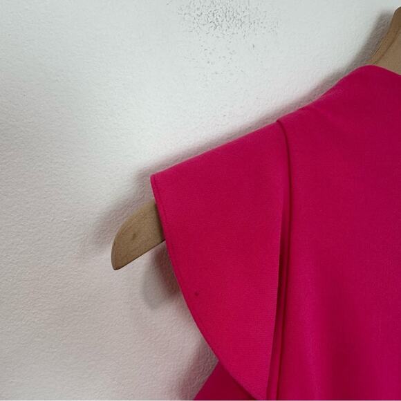 Black Halo Pabla Mini Asymmetrical Ruffle Dress Pink Sleeveless size 2 - Picture 5 of 9